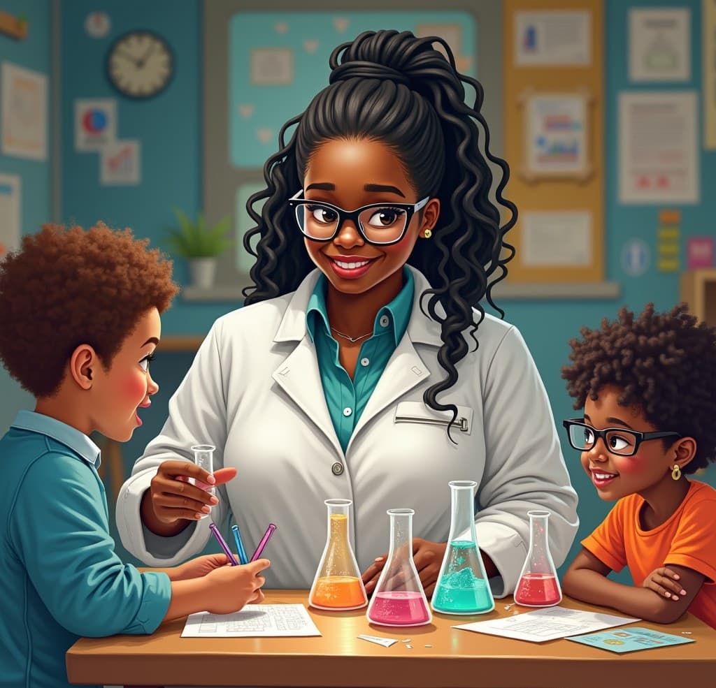 Teacher reviewing student outputs